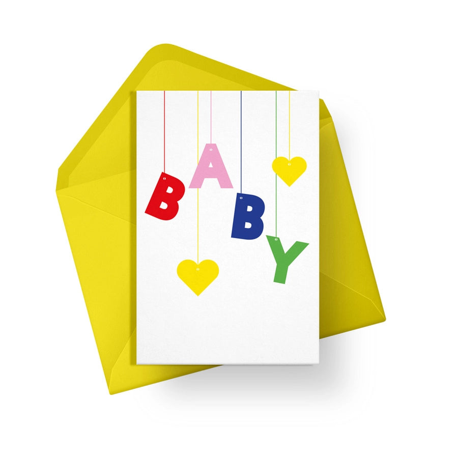 Alphablots Baby Mobile New Baby Card - Sold by Say It Baby Gifts