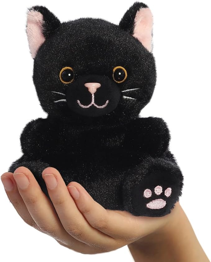 Aurora Palm Pals Twilight Black Cat Soft Toy. Sold by Say It Baby Gifts