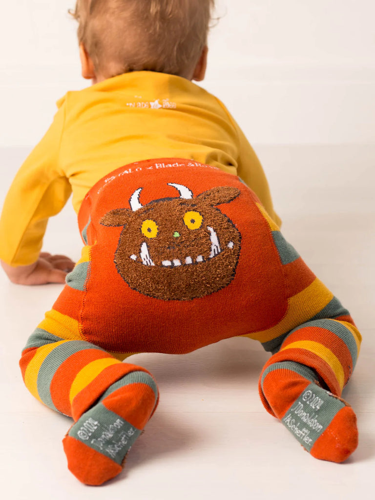 Blade & Rose Gruffalo Leggings - bold, bright and fun! These fab leggings are rustic tan, khaki green and mustard with a fun Gruffalo design.