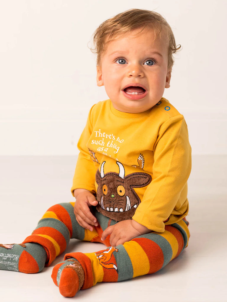 Blade & Rose Gruffalo Top - bold, bright and fun! This gorgeous mustard top features a cute Gruffalo design with a soft fleece face.