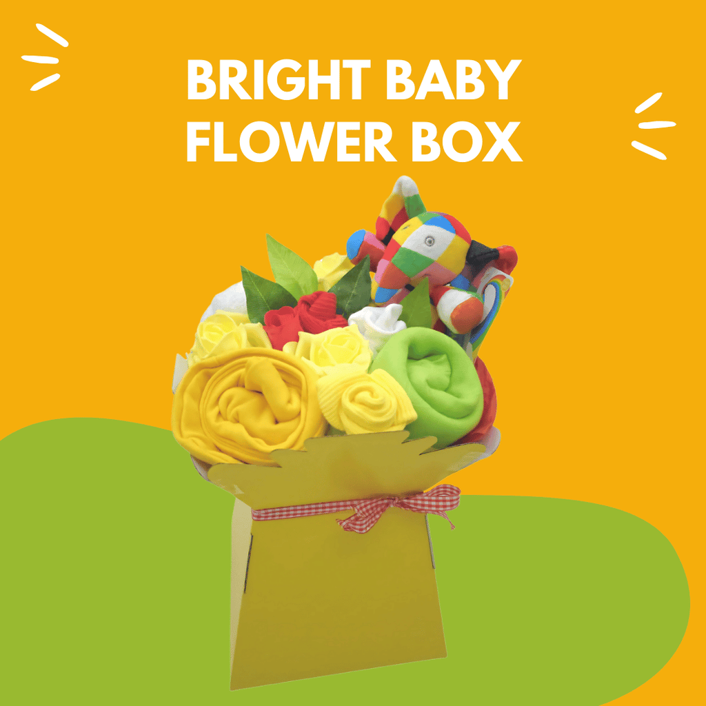 Say It Baby - Bright Baby Clothes Flower Box, colourful background