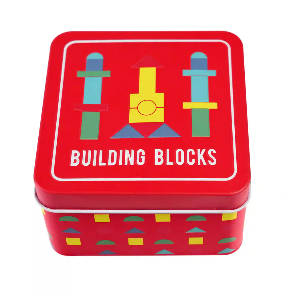 Rex London Wooden Building Blocks In A Tin - colourful tin