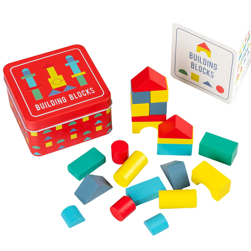 Rex London Wooden Building Blocks In A Tin