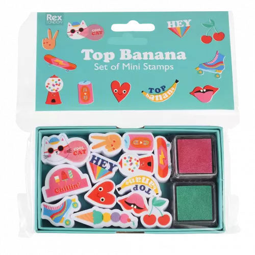 Rex London Set of Mini Stamps - Top Banana - in box