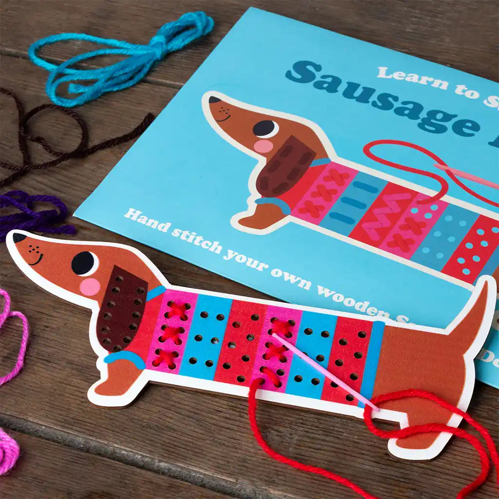 Rex London Learn To Sew Wooden Hand-Stitch Set - Sausage Dog