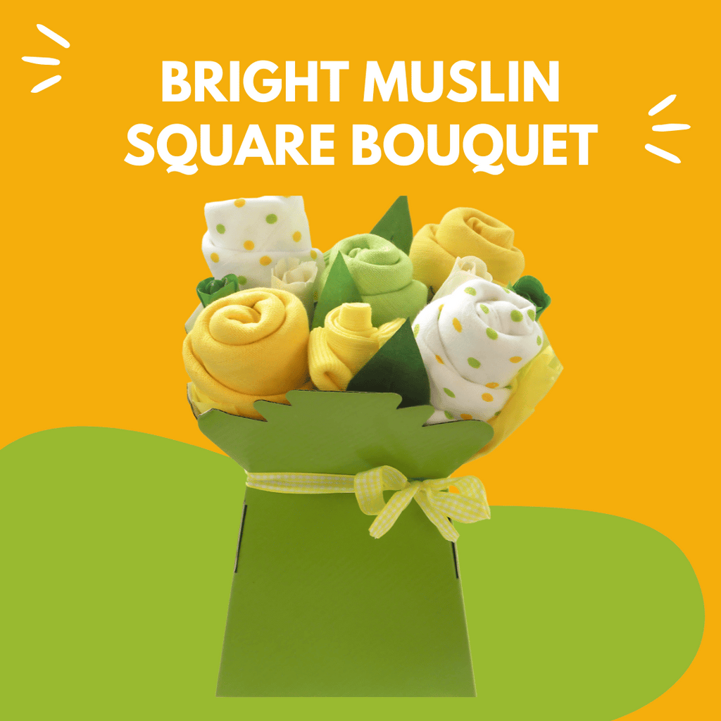 Say It Baby - Bright Baby Muslin Square Bouquet, colourful background