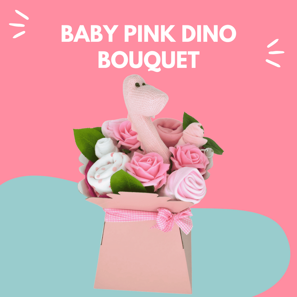 Say It Baby - Sweet Baby Pink Dino Bouquet - colourful background