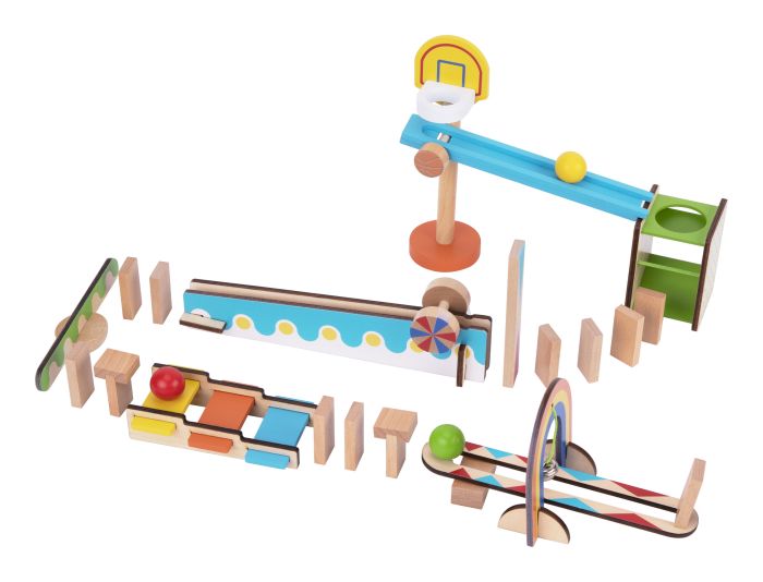 Tooky Toy Wooden Domino Run. This colourful and fun domino run set is perfect for both outdoor and indoor play.