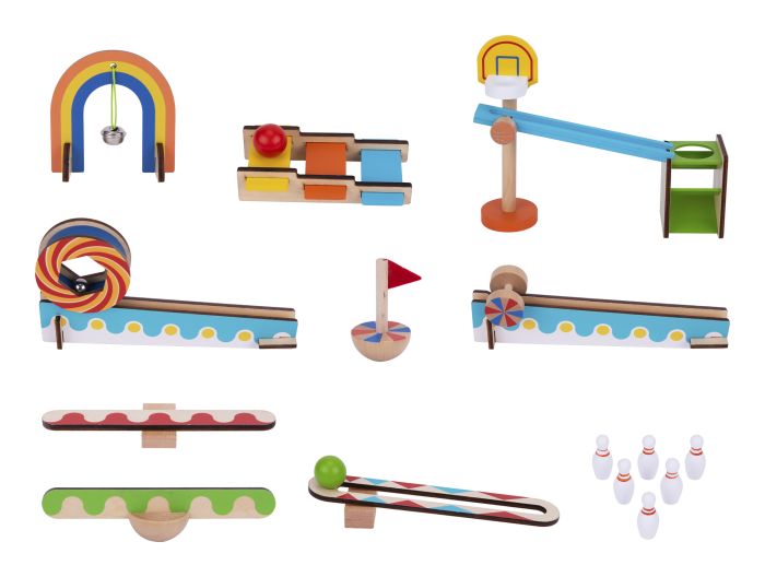 Tooky Toy Wooden Domino Run. This colourful and fun domino run set is perfect for both outdoor and indoor play.