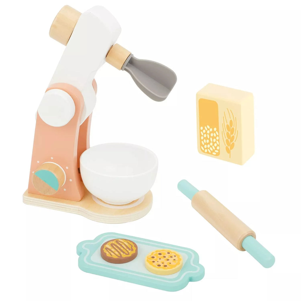 Tooky Toy Wooden Mixer -pastel mixer set. 7 pieces. Sold by Say It Baby Gifts. rolling pin