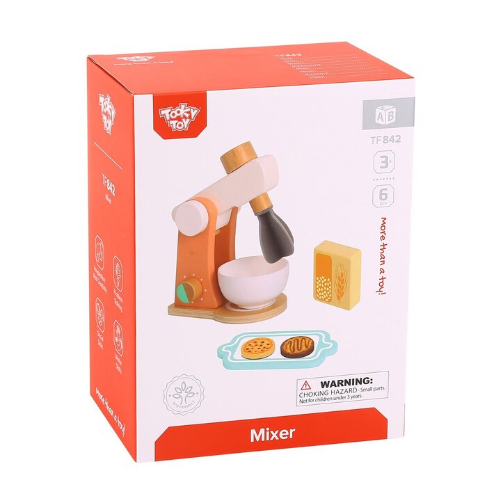 Tooky Toy Wooden Mixer -pastel mixer set. 7 pieces. Sold by Say It Baby Gifts. Boxed