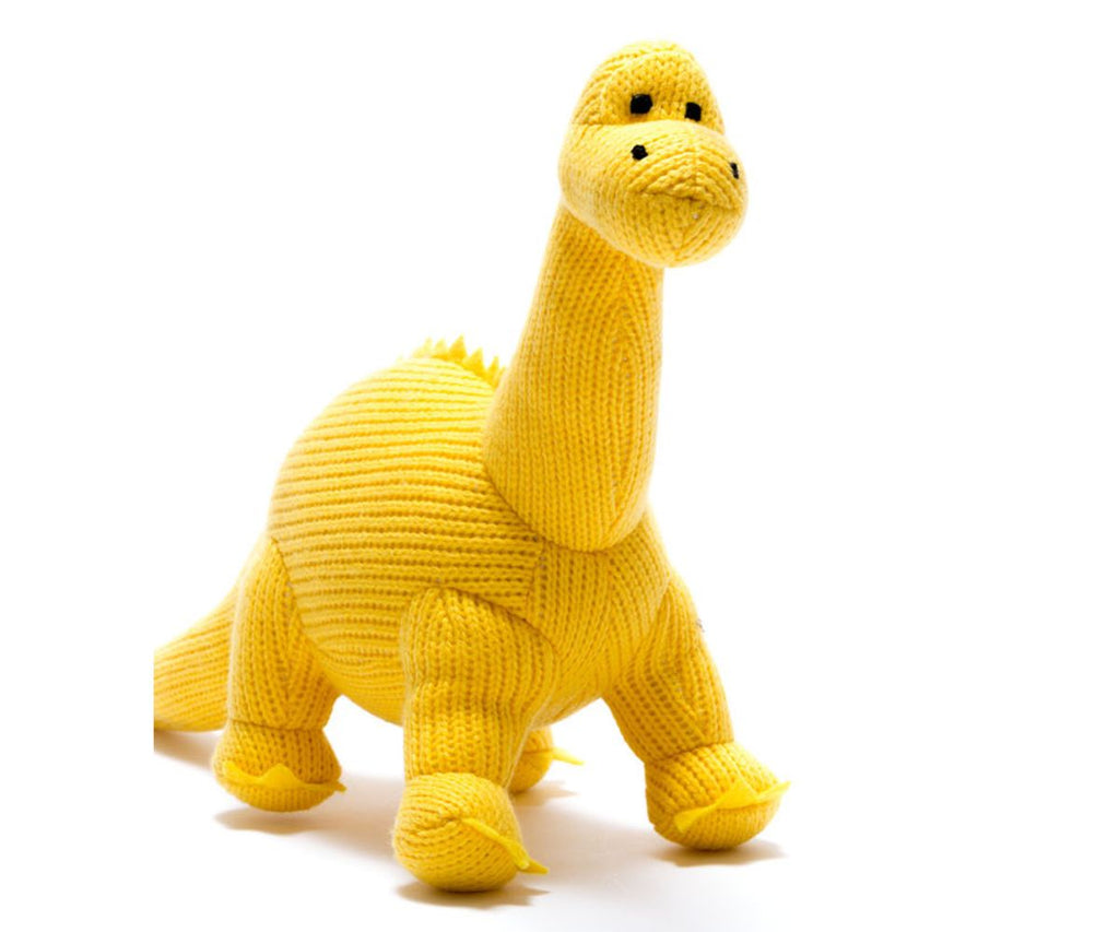 Best Years Yellow Knitted Diplodocus - Medium. Sold by Say it Baby Gifts