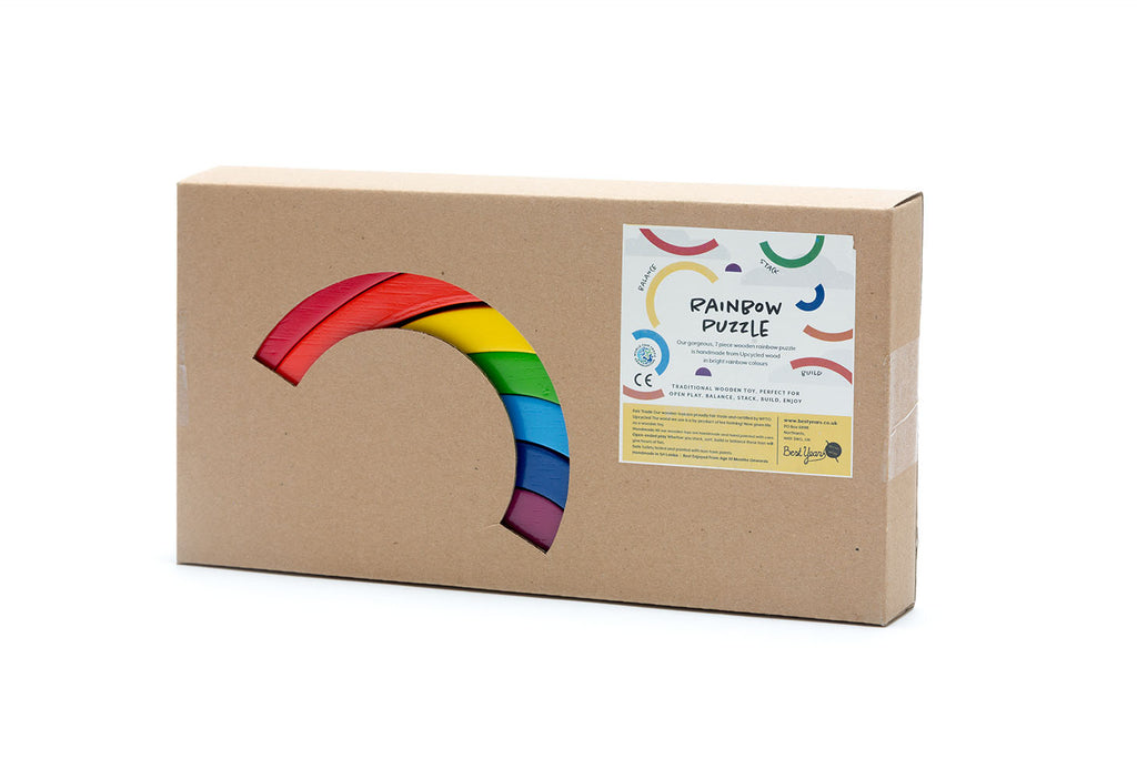 Best Years Colourful Fair Trade Wooden Rainbow Stacker Toy - a beautiful rainbow stacker toy. Boxed