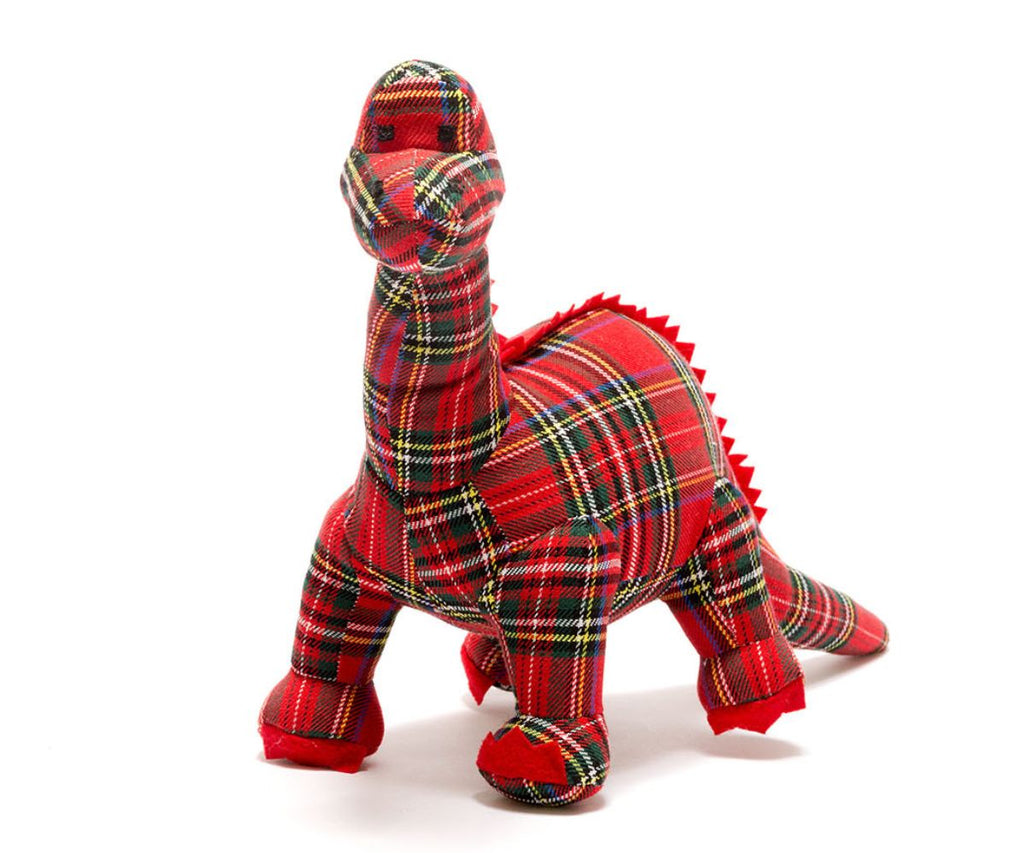 Best Years Red Tartan Knitted Diplodocus - Medium