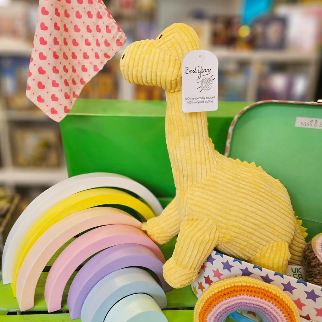 best-years-yellow-corduroy-diplo-dino-toy-and-wooden-pastel-rainbow-toy