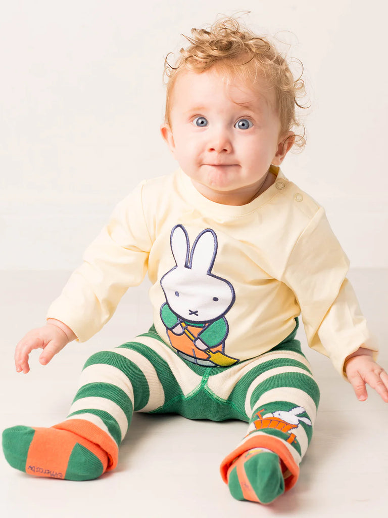 Blade & Rose Miffy Busy In The Veg Leggings - bold, bright and fun! These fab leggings are green, cream and orange with a fun Miffy design.