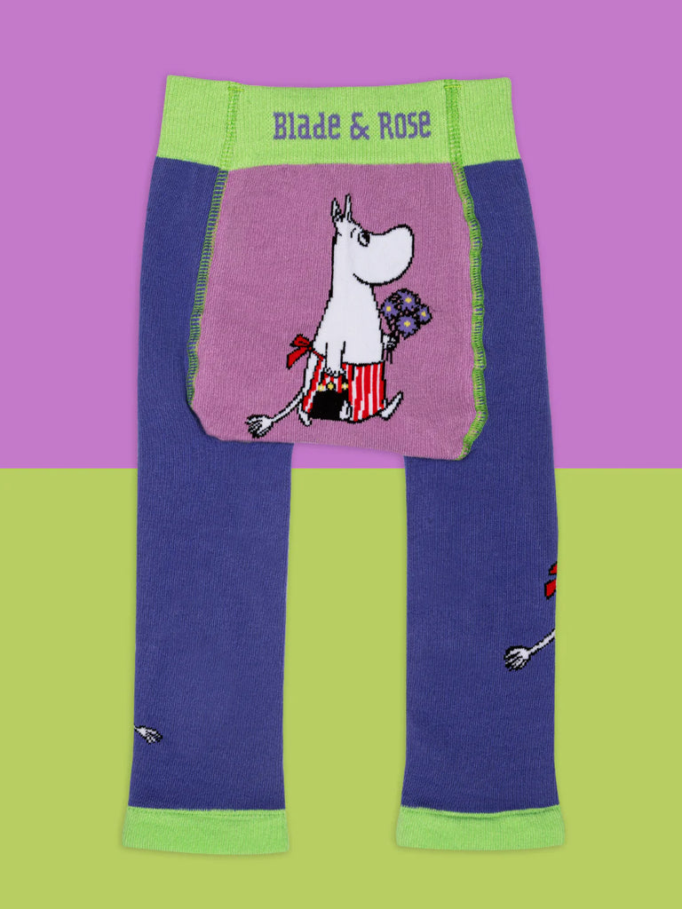 Blade & Rose Moomins Love Forever Leggings - bold, bright and fun! These fab leggings are purple and teal with a fun Moomins design, and are made with organic cotton.