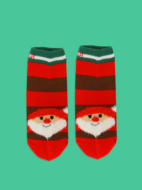 Blade & Rose Festive Santa Socks - bold, bright and fun! These festive socks in red feature Santa with fluffy knit detailing.