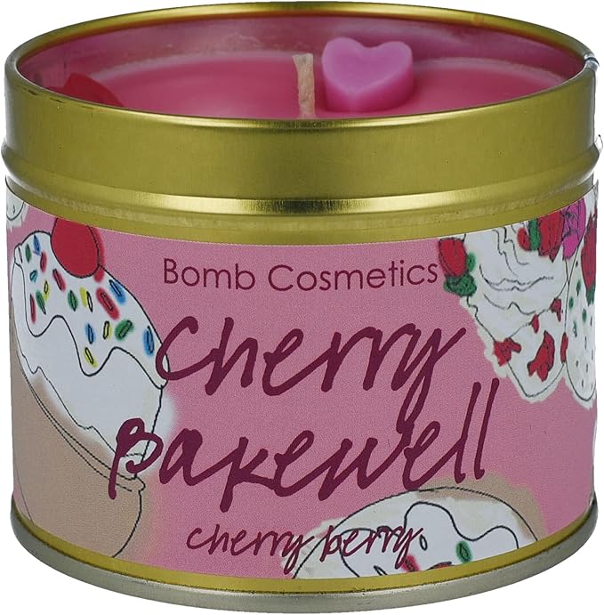 This Cherry Bakewell Tin Candle by Bomb Cosmetics is created using high quality essential oils and is has a delicious cherry almond spice scent.