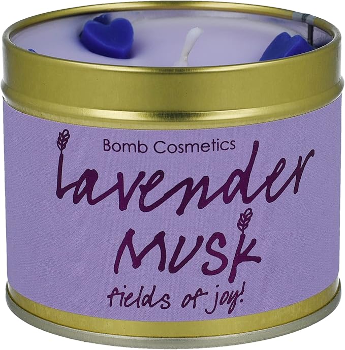 Lavender Musk Tin Candle by Bomb Cosmetics is created using high quality essential oils and is has a lovely lavender scent.