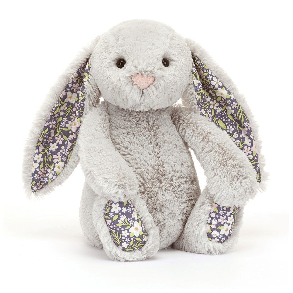 Jellycat Blossom Silver Bunny - Bloom (Medium) BPM3BJ with floral ears