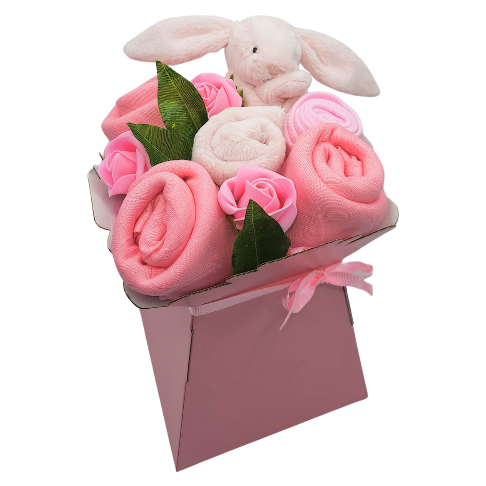 Jellycat Pink Bunny Soother Baby Bouquet - a gorgeous baby girl gift bouquet.