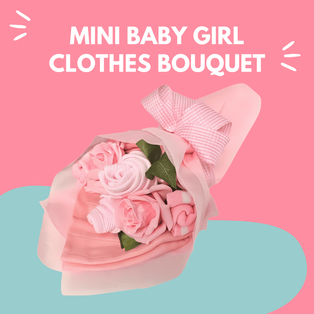 Say It Baby - Mini Baby Girl Clothes Bouquet - colourful background