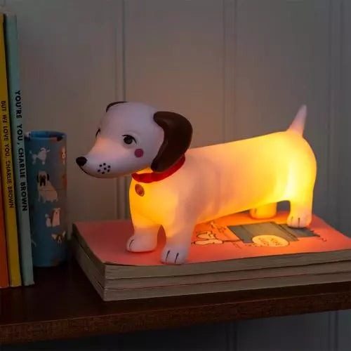 Rex London Sausage Dog Night Light - swtiched on at night