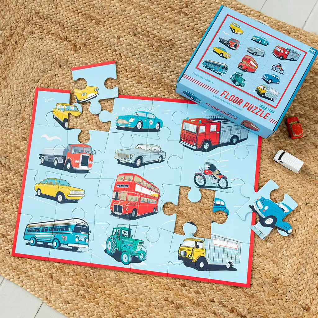 Rex London Floor Puzzle (24 pieces) - Road Trip - on carpet