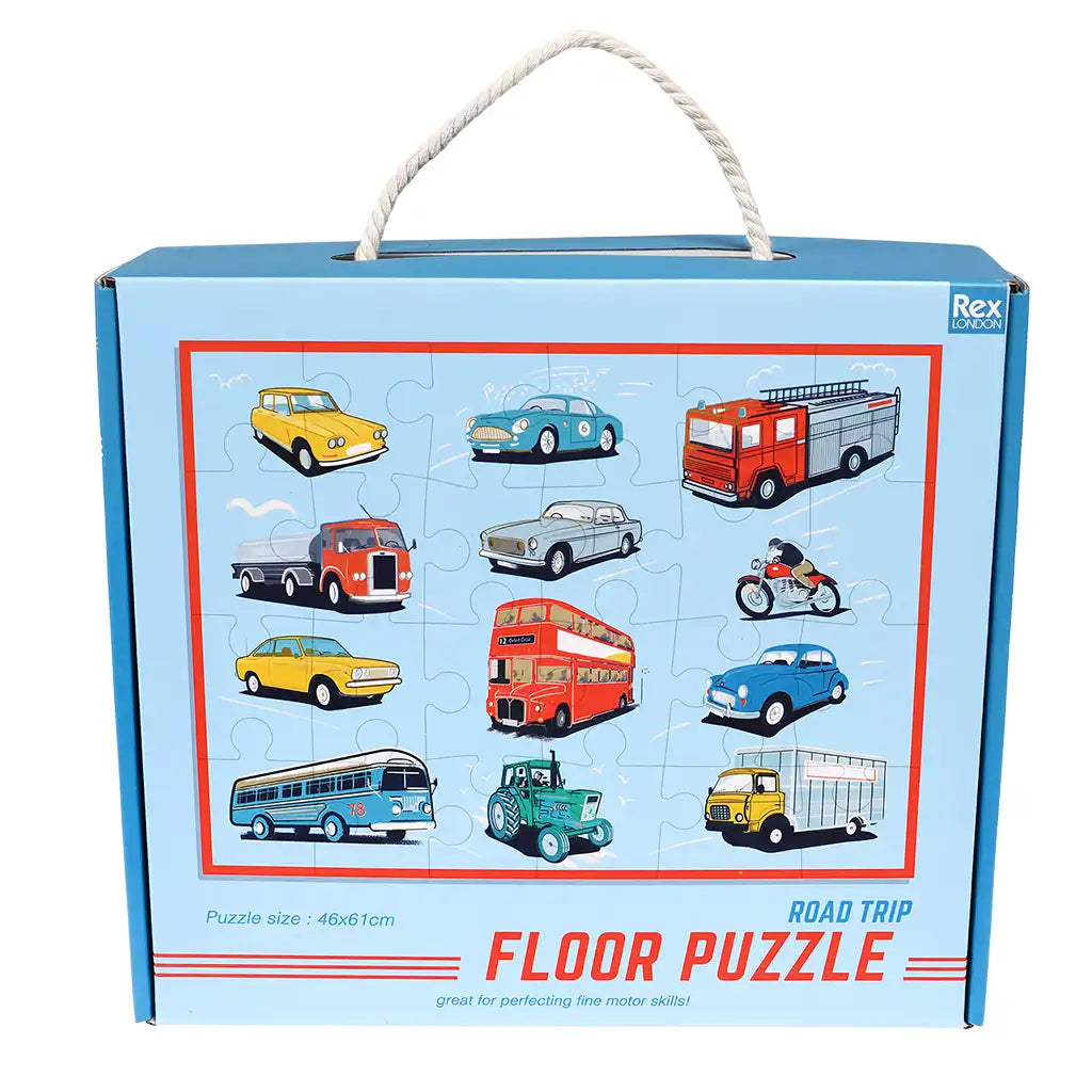 Rex London Floor Puzzle (24 pieces) - Road Trip - with carry handle