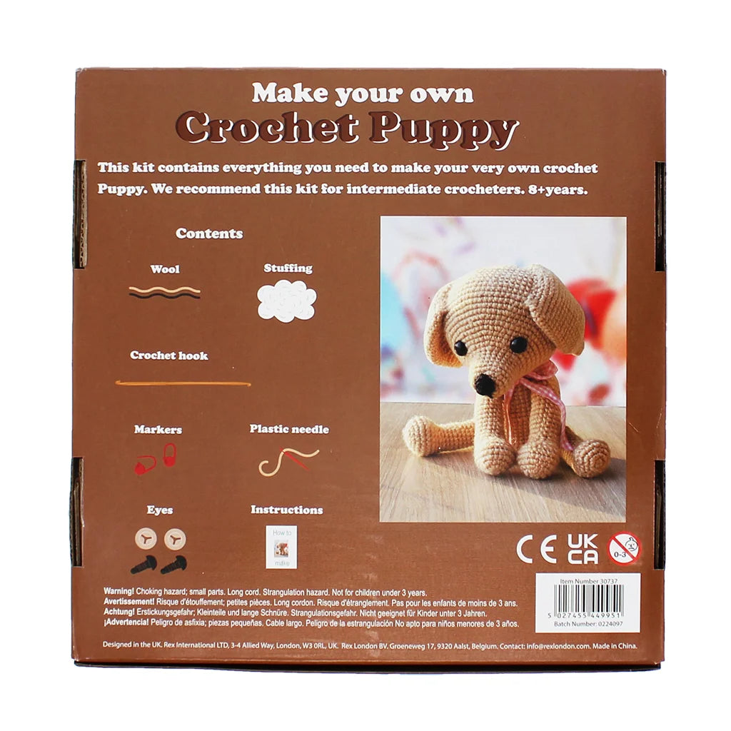 Rex London Make Your Own Crochet Animal Kit - Puppy - back box