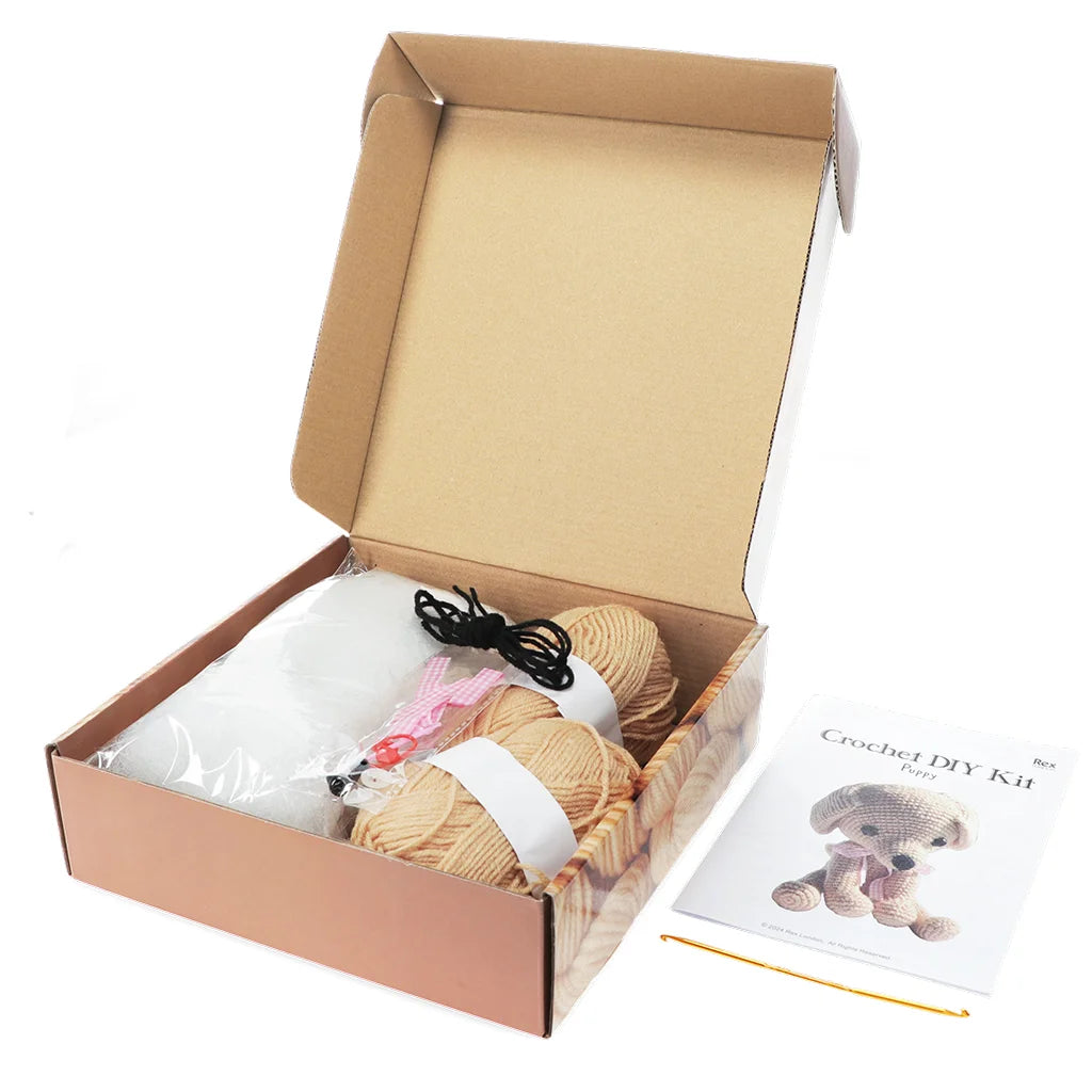 Rex London Make Your Own Crochet Animal Kit - Puppy - box open