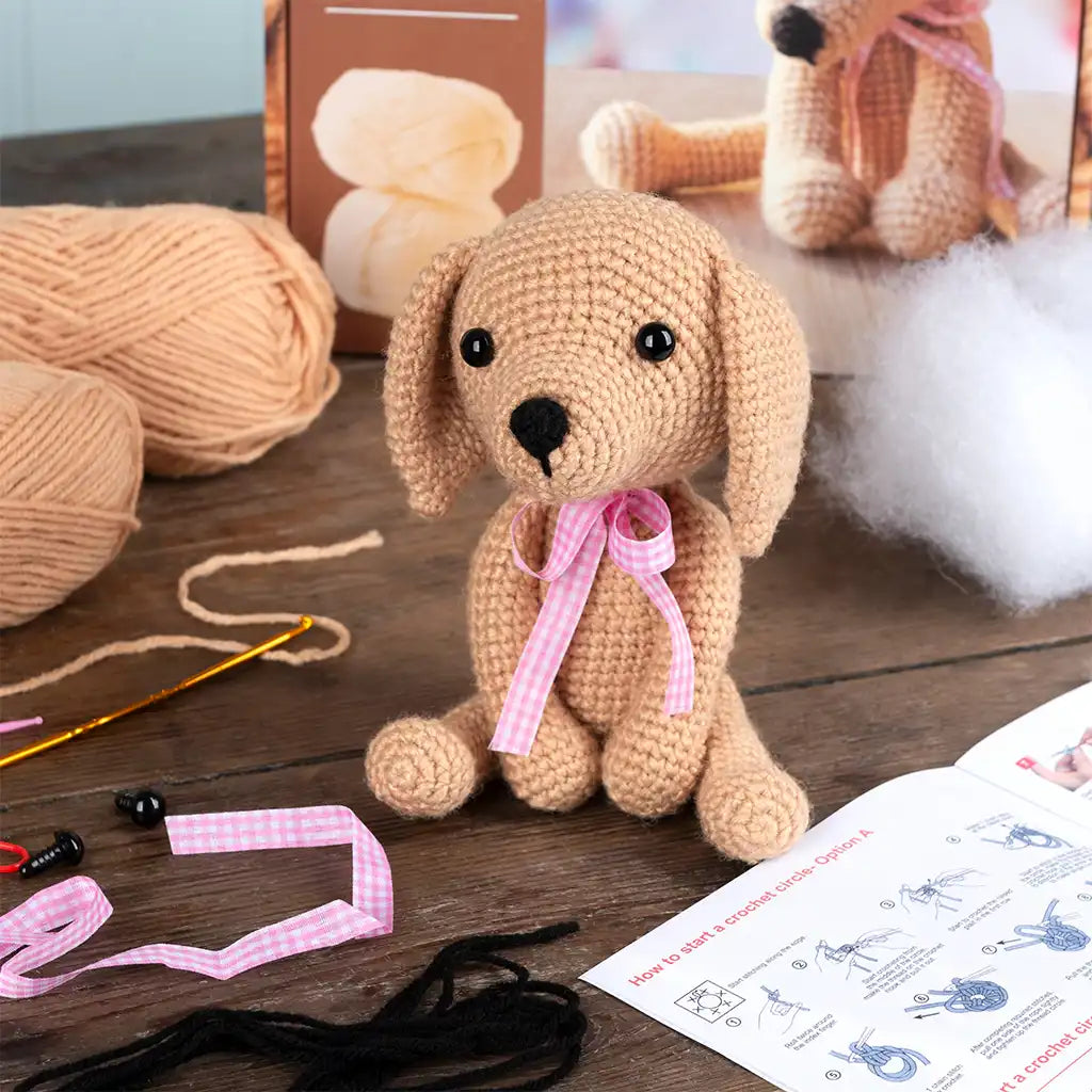 Rex London Make Your Own Crochet Animal Kit - Puppy - making