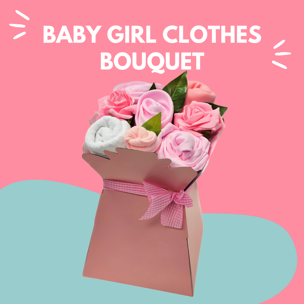 Say It Baby - Baby Girl Clothes Bouquet - colourful background