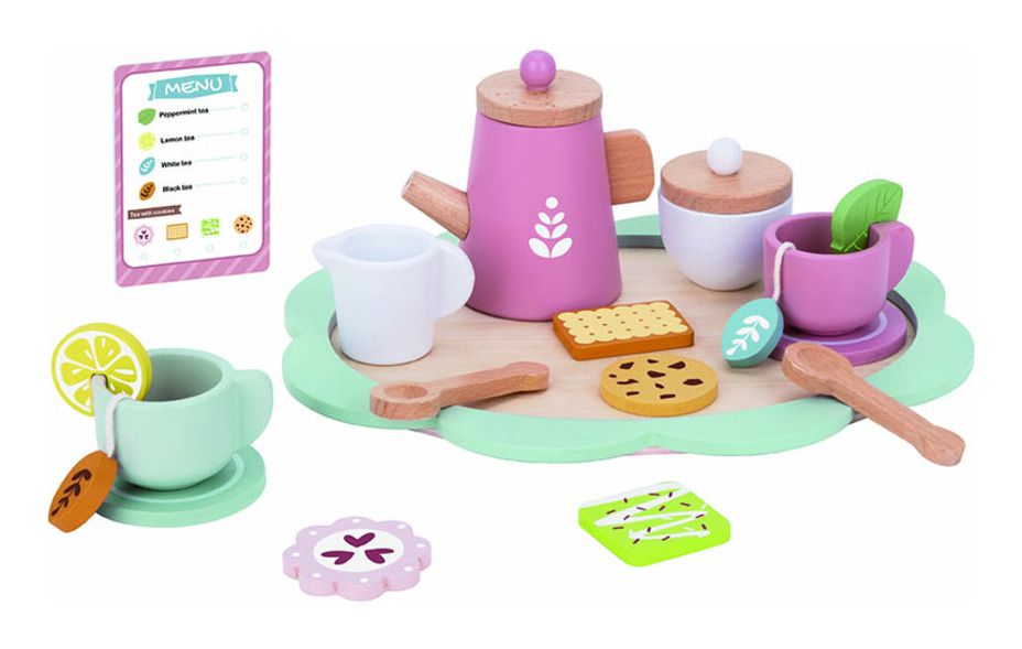 Tooky Toy Wooden Afternoon Tea Set - 21 pieces. Sold by Say It Baby Gifts