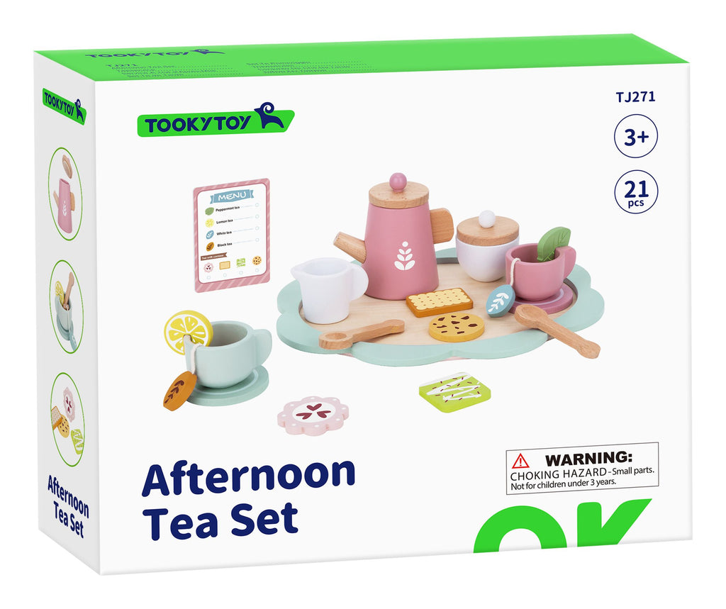 Tooky Toy Wooden Afternoon Tea Set - 21 pieces. Sold by Say It Baby Gifts - boxed