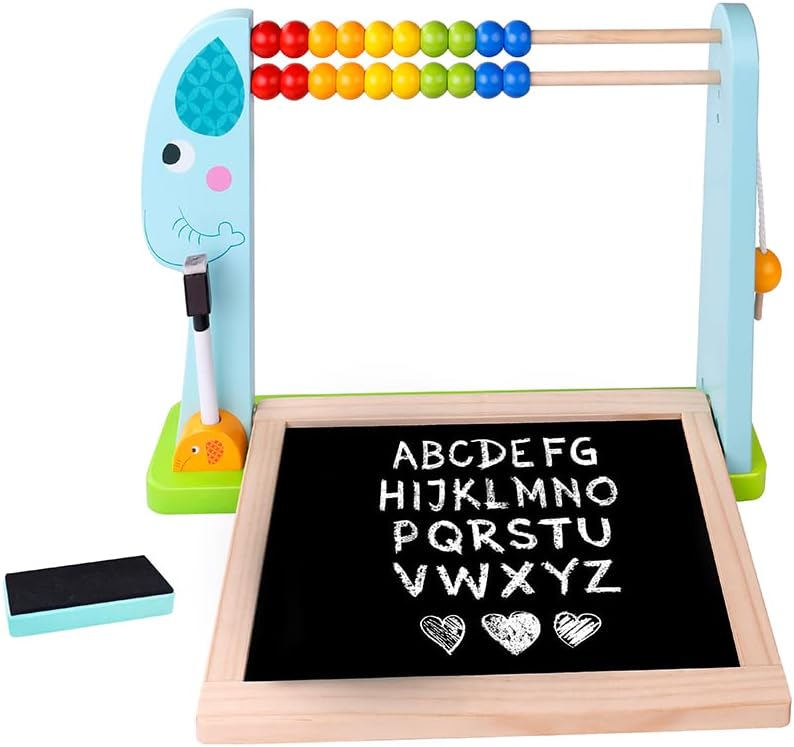 Tooky Toy Wooden Elephant Playing Board - this brilliant activity centre has a double sided board, and colourful abacus. A fun educational toy!