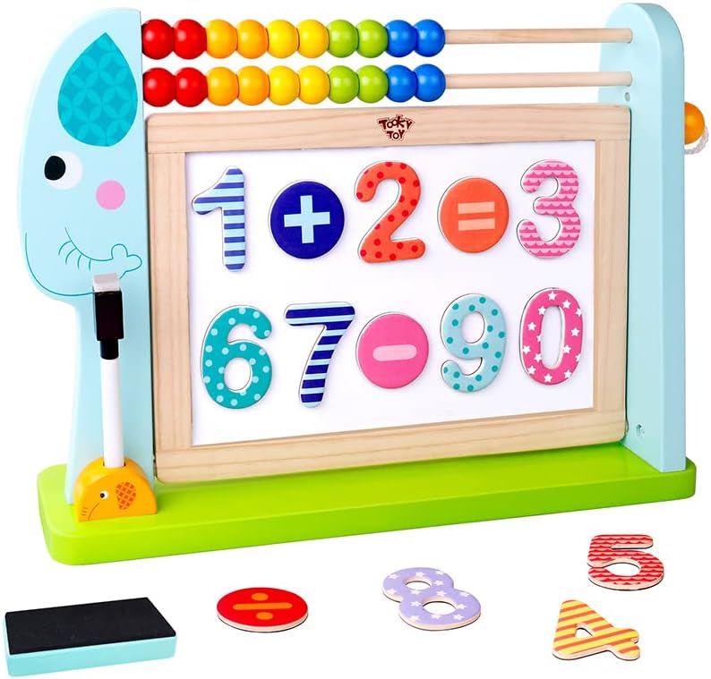 Tooky Toy Wooden Elephant Playing Board - this brilliant activity centre has a double sided board, and colourful abacus. A fun educational toy!