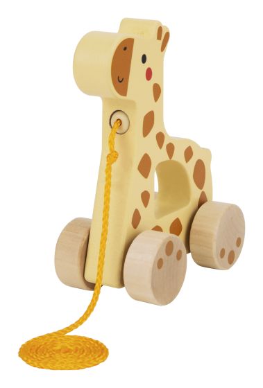 Take your little one on wild adventures with the Tooky Toy Wooden Pull Along Giraffe!