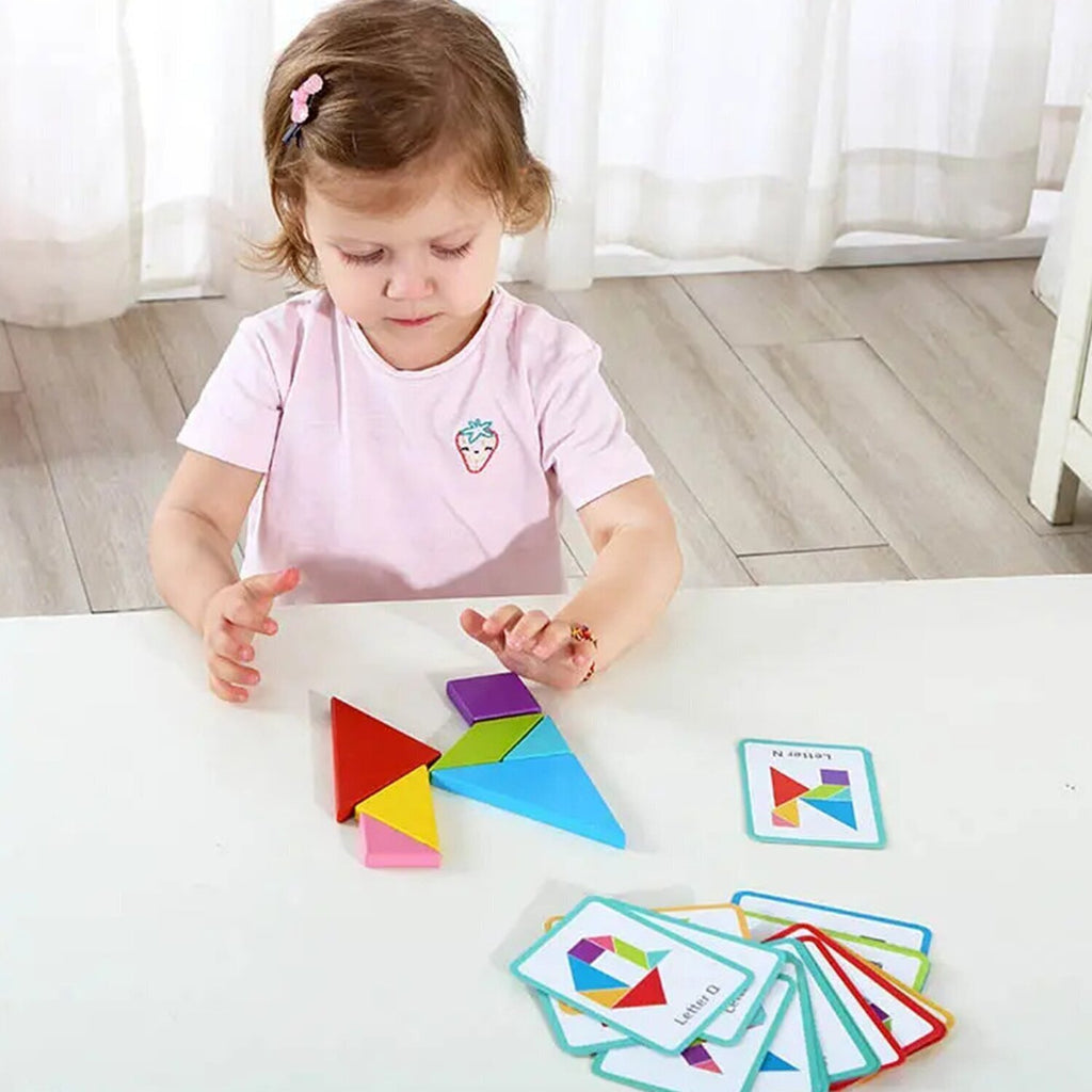 Tooky Toy Tangram Play Set. Sold by Say It Baby Gifts - playing