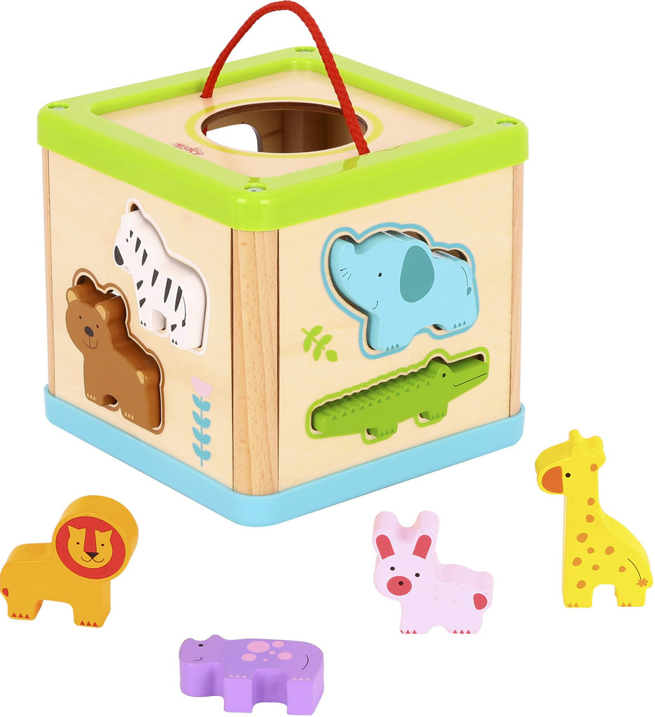 Tooky Toy Wooden Animal Sorter - a colourful and chunky shape sorter for age 12 months and above. Sold by Say It Baby Gifts