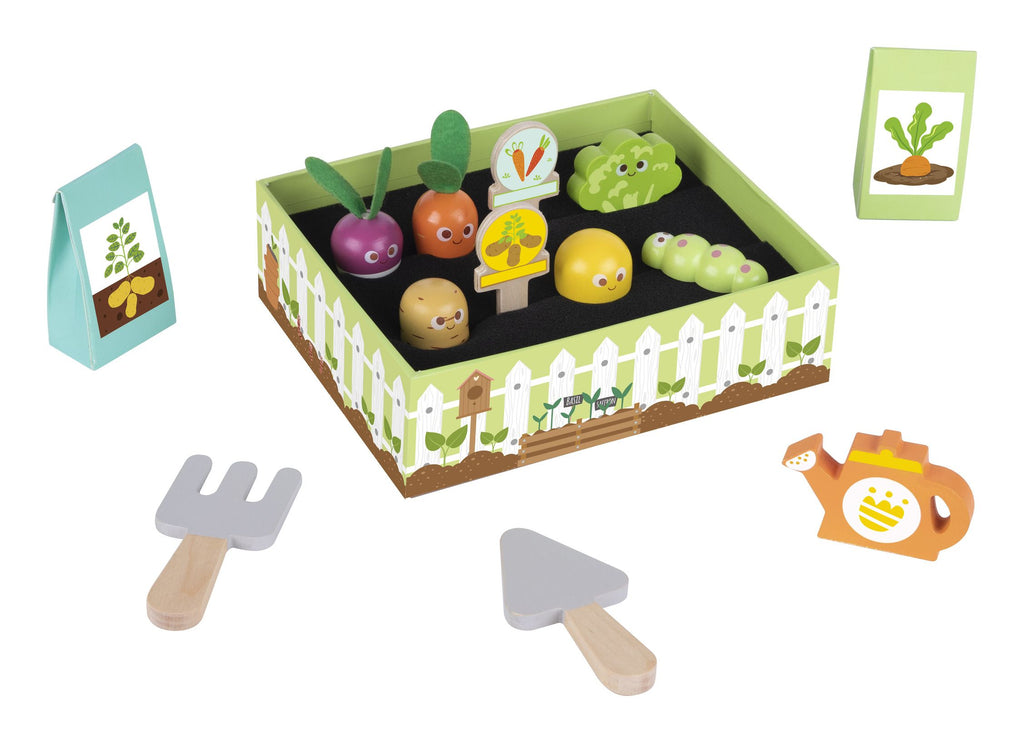 Tooky Toy My Little Garden  - a beautiful pretend play veggie garden packed full of wonderful wooden veggies and accessories, perfect for budding little gardeners! Sold by Say It Baby Gifts