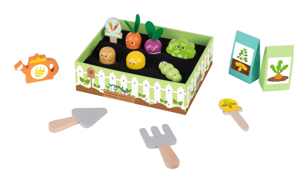 Tooky Toy My Little Garden  - a beautiful pretend play veggie garden packed full of wonderful wooden veggies and accessories, perfect for budding little gardeners! Sold by Say It Baby Gifts