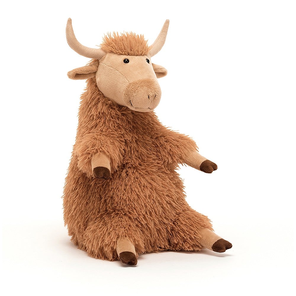 Meet Jellycat Herbie Highland Cow - a gorgeous highland cow with tousley ginger fur and cocoa coloured hooves. HER3HC. Sold by Say it Baby Gifts