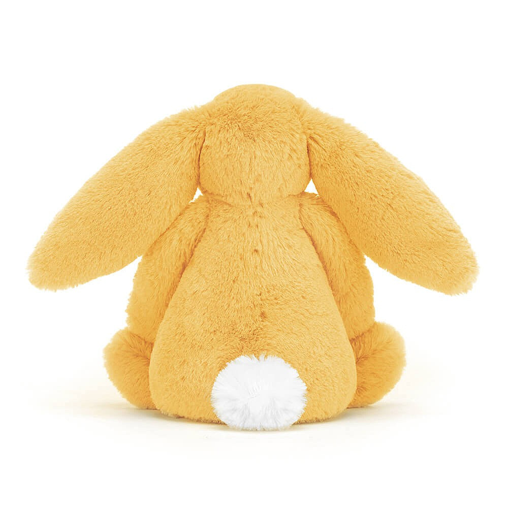 This super soft Jellycat Bashful Sunshine Bunny has citrus orange fur, a pastel-pink nose and the cutest white bob tail! BASS6BSU. Sold by Say It Baby Gifts - bob tail view