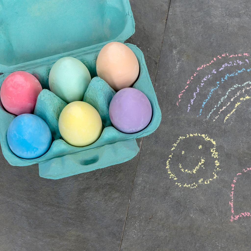 Rex London Box of Chalk Eggs - A fun box of chalk, each shaped like an egg and presented in an egg box. Sold by Say It Baby Gifts