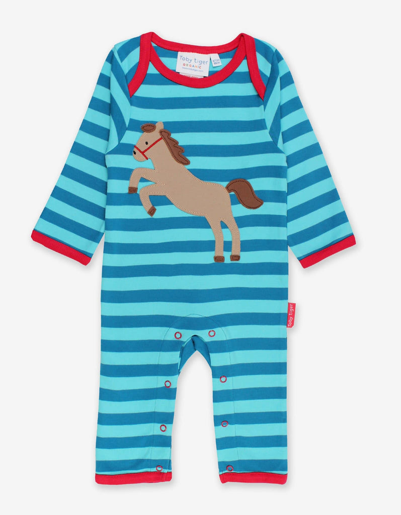 Toby Tiger Organic Blue Horse Sleepsuit